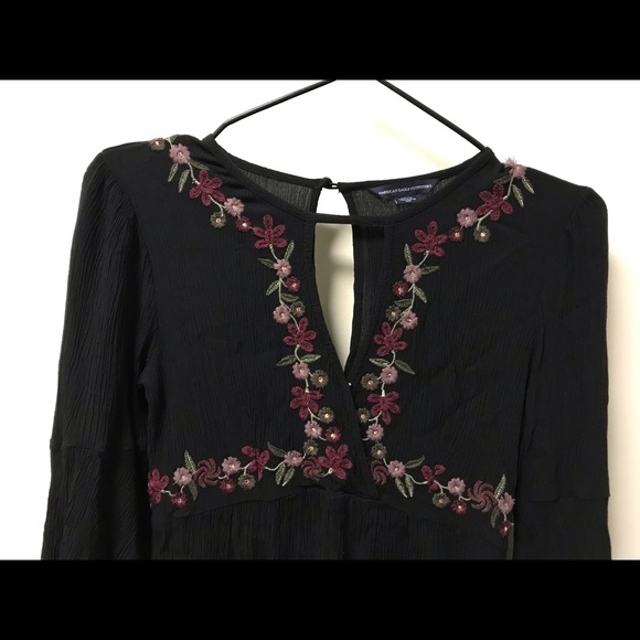 Beautifully Embroidered Black Bell Sleeved Dress! - Picture 10 of 10